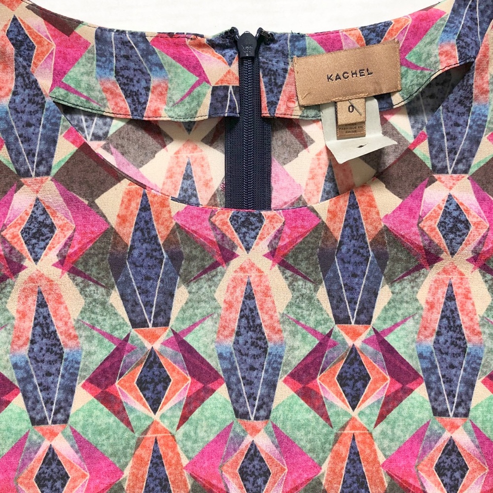 Kachel Geometric Diamond Scope Silk Shift Dress - Picture 7 of 8